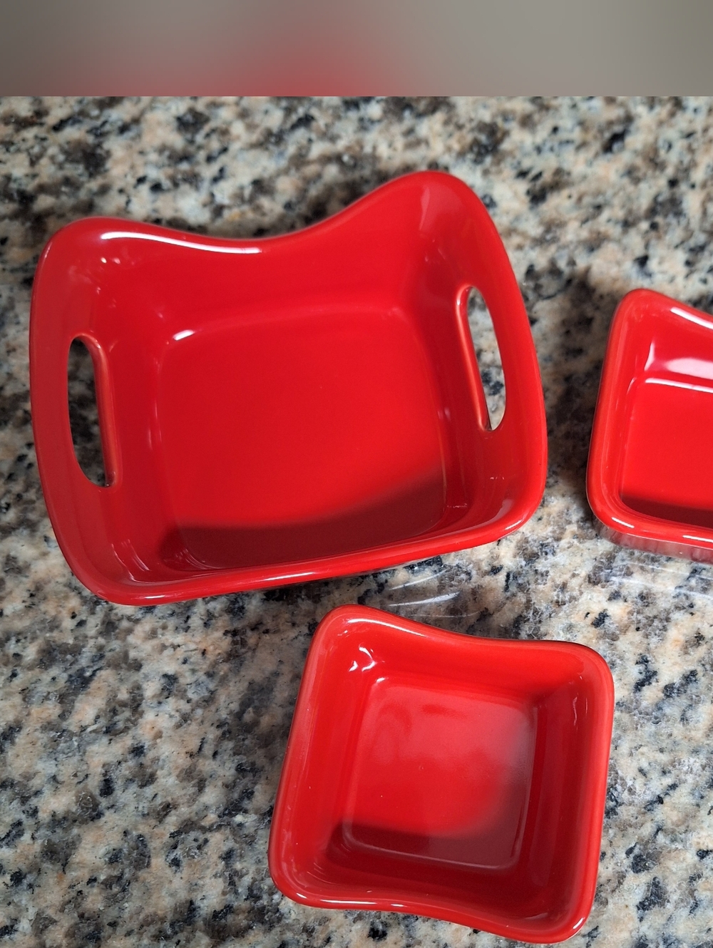 Rachel Ray Red Stoneware Serving Dishes Bowls Bakeware 3oz And 10oz Set of 3 Lot